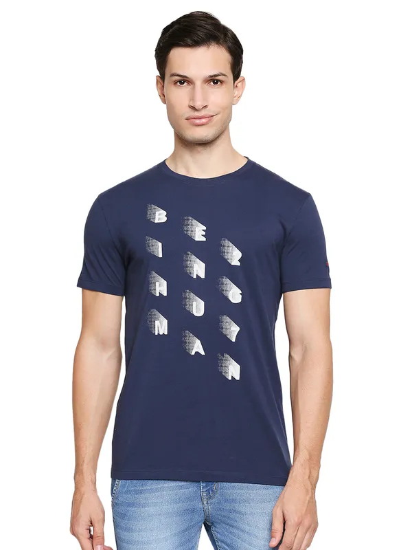 Being Human Regular Fit Men Crew Neck T-Shirts-Navy