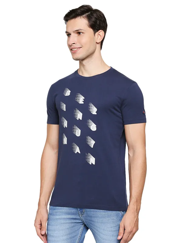 Being Human Regular Fit Men Crew Neck T-Shirts-Navy