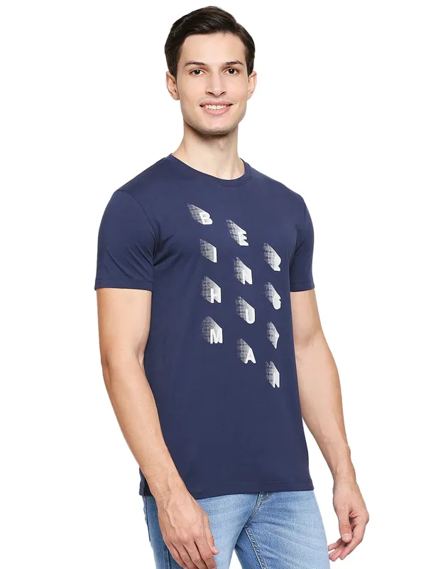 Being Human Regular Fit Men Crew Neck T-Shirts-Navy