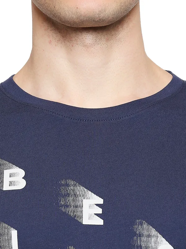 Being Human Regular Fit Men Crew Neck T-Shirts-Navy