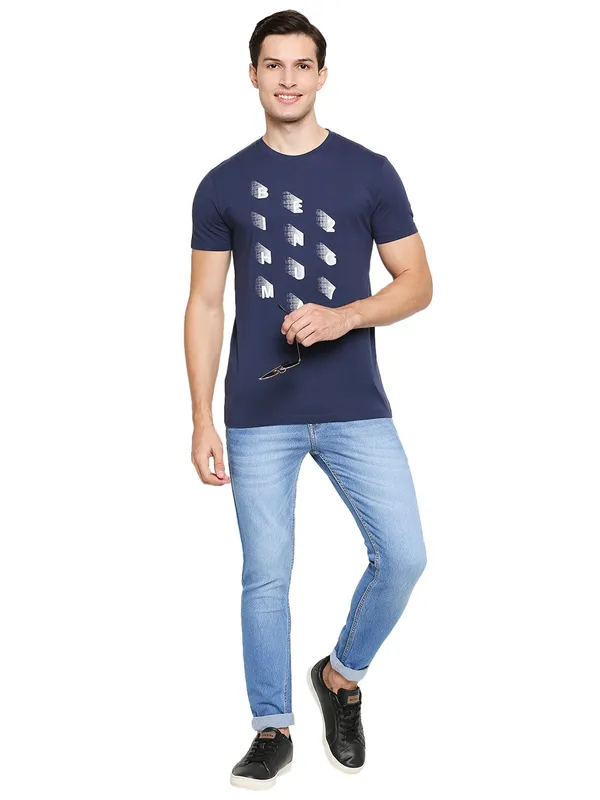 Being Human Regular Fit Men Crew Neck T-Shirts-Navy