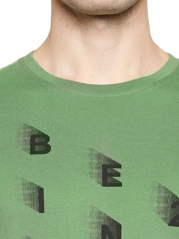 Being Human Regular Fit Men Crew Neck T-Shirts-Olive