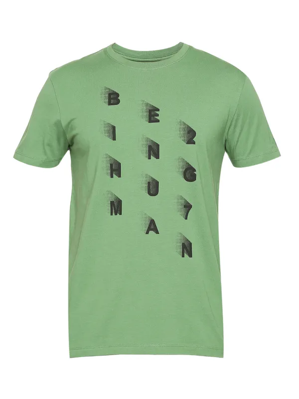 Being Human Regular Fit Men Crew Neck T-Shirts-Olive