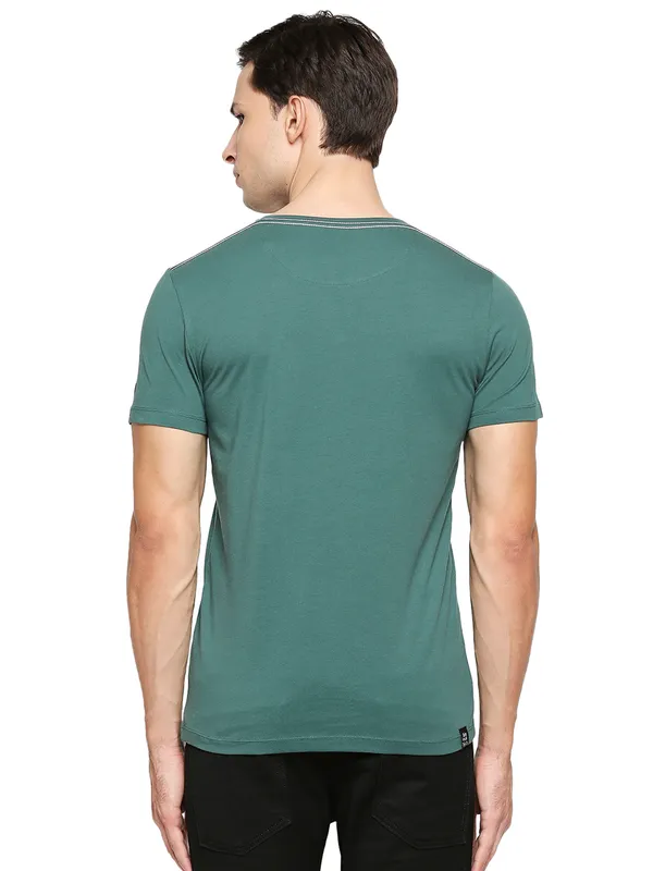 Being Human Regular Fit Men Henley Neck T-Shirts-Bottle Green