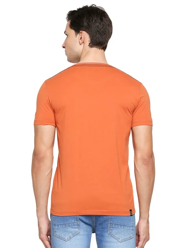 Being Human Regular Fit Men Henley Neck T-Shirts-Rust