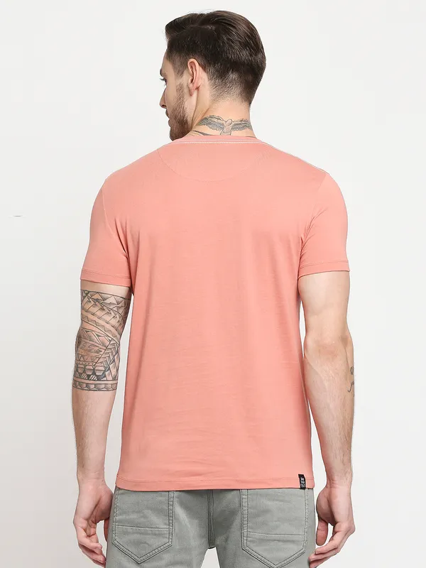 Being Human Regular Fit Men Crew Neck T-Shirts-Terracotta