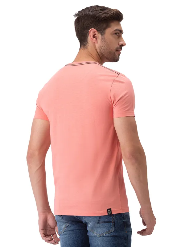 Being Human Clothing Men Regular Fit Crew Neck T-Shirts-Coral