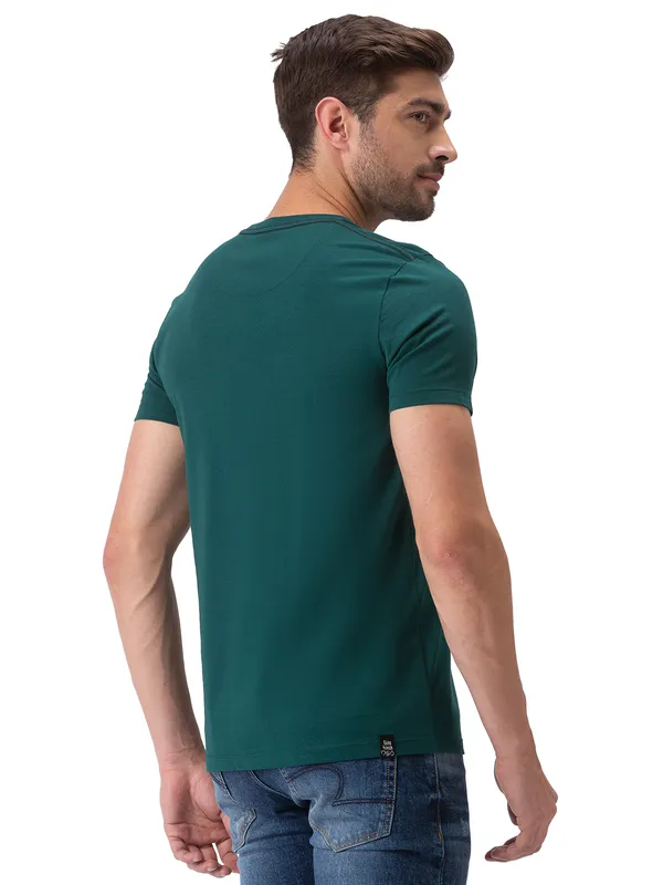 Being Human Clothing Men Regular Fit Crew Neck T-Shirts-Forest Green