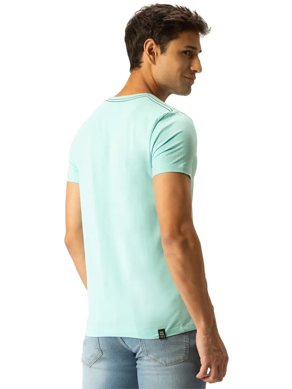 Being Human Clothing Men Regular Fit Henley Neck T-Shirts-Ice Blue
