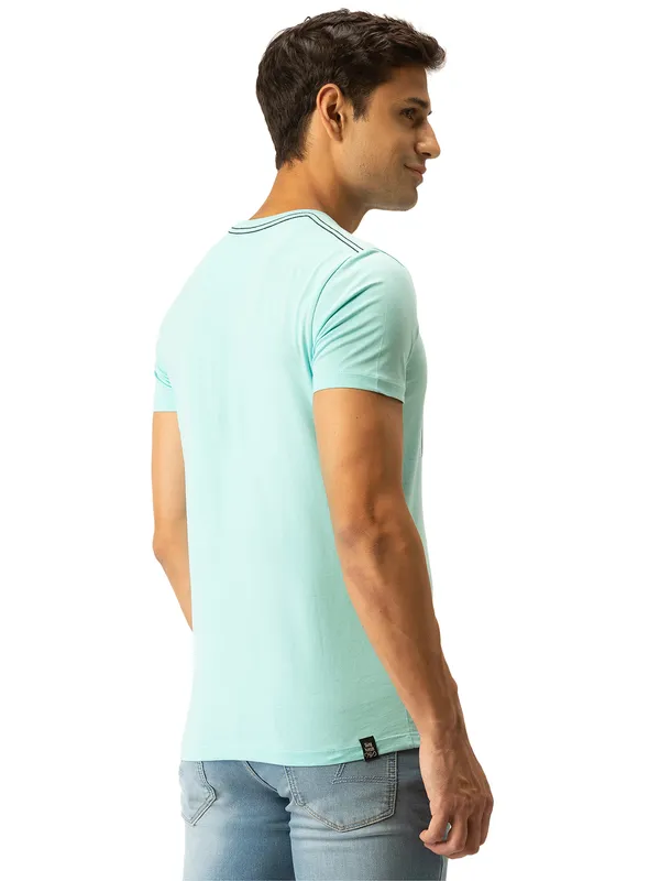 Being Human Regular Fit Men Crew Neck T-Shirts-Ice Blue