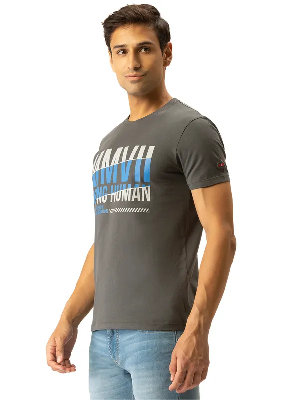 Being Human Clothing Men Regular Fit Crew Neck T-Shirts-Charcoal