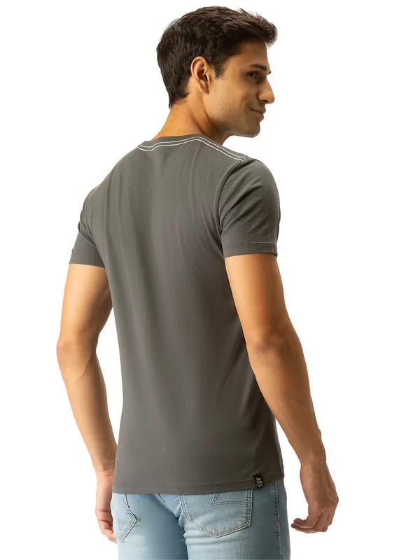 Being Human Clothing Men Regular Fit Crew Neck T-Shirts-Charcoal