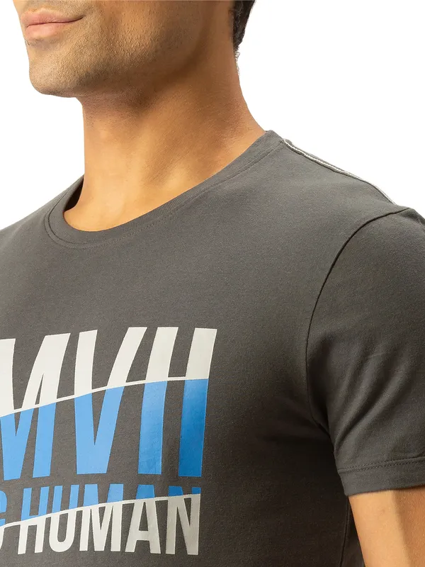 Being Human Clothing Men Regular Fit Crew Neck T-Shirts-Charcoal