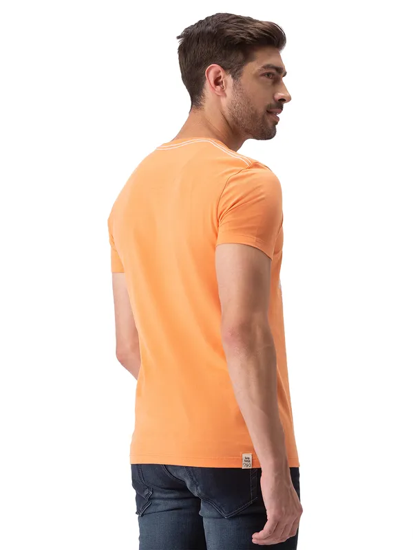 Being Human Clothing Men Regular Fit Crew Neck T-Shirts-Sunset Orange