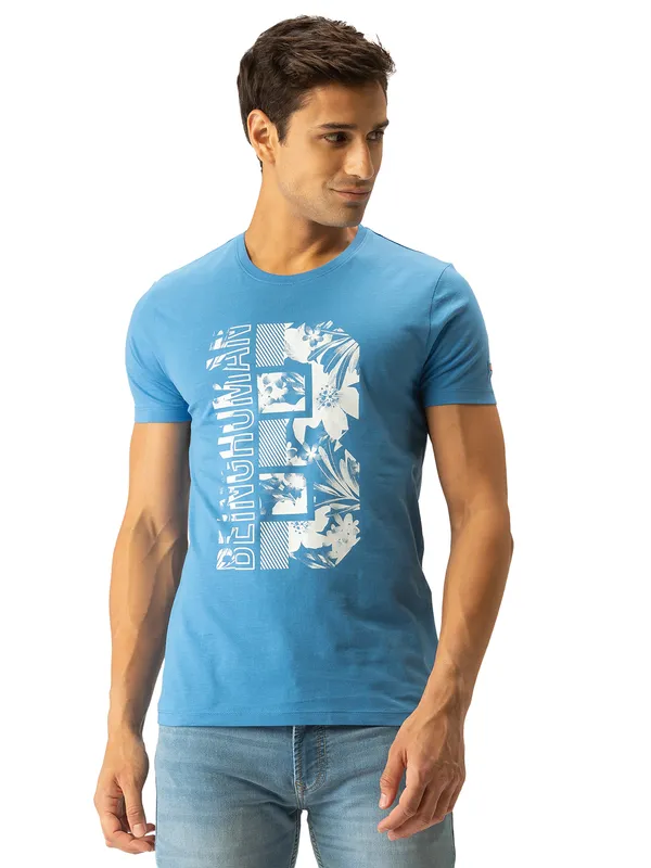 Being Human Regular Fit Men Crew Neck T-Shirts-Blue