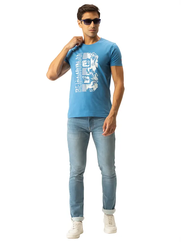 Being Human Regular Fit Men Crew Neck T-Shirts-Blue