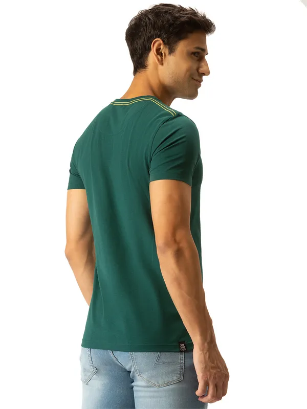 Being Human Regular Fit Men Crew Neck T-Shirts-Forest Green