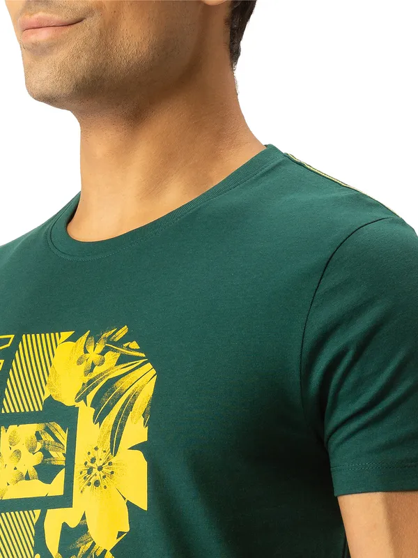 Being Human Regular Fit Men Crew Neck T-Shirts-Forest Green