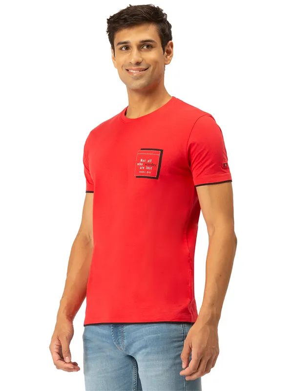 Being Human Regular Fit Men Crew Neck T-Shirts-Red