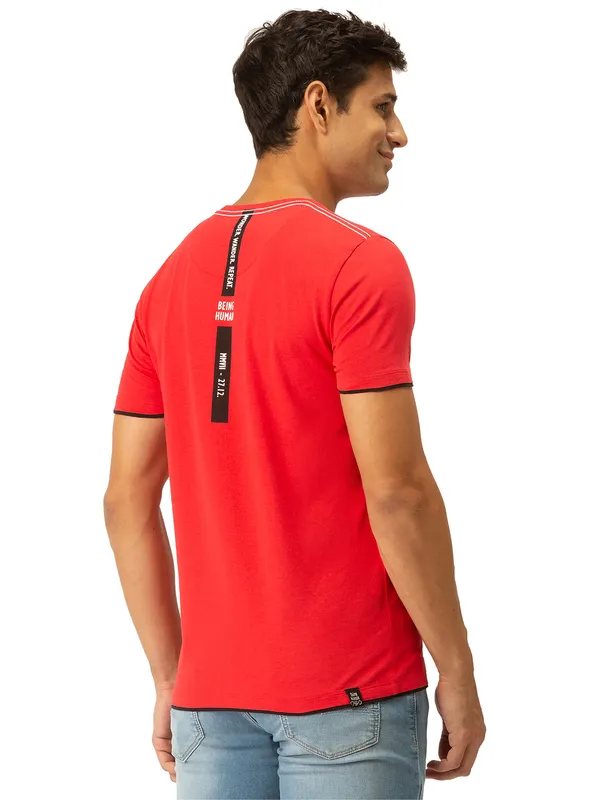 Being Human Regular Fit Men Crew Neck T-Shirts-Red