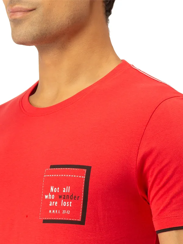 Being Human Regular Fit Men Crew Neck T-Shirts-Red