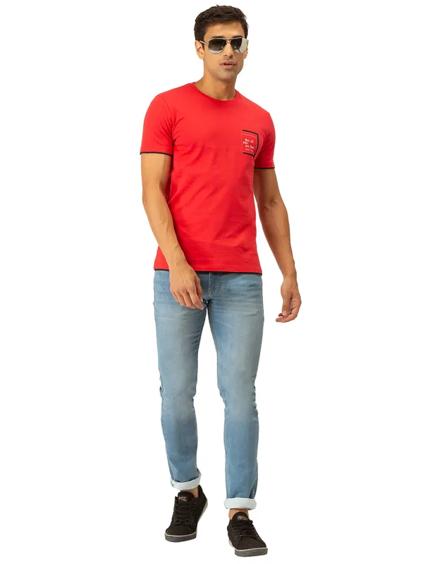 Being Human Regular Fit Men Crew Neck T-Shirts-Red