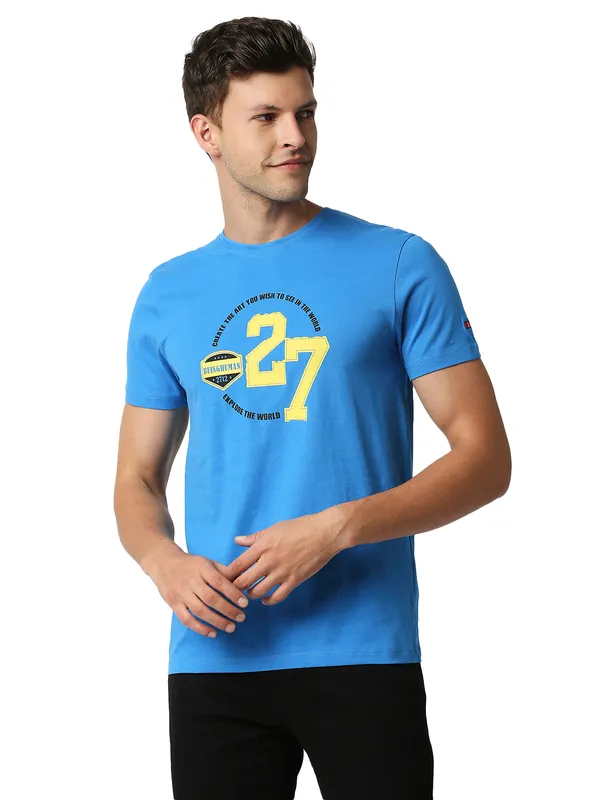 Being Human Regular Fit Men Crew Neck T-Shirts-Blue