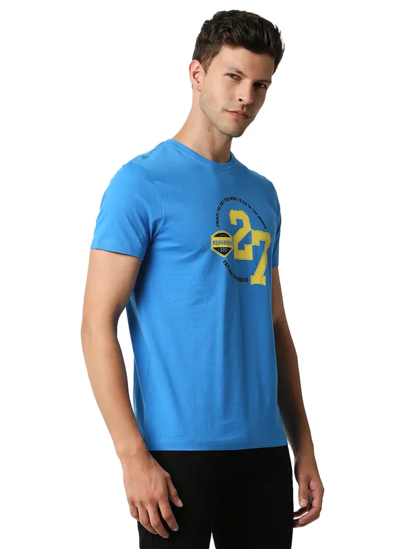 Being Human Regular Fit Men Crew Neck T-Shirts-Blue