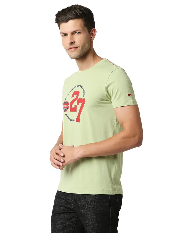 Being Human Regular Fit Men Crew Neck T-Shirts-Lt.Olive