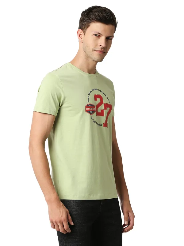 Being Human Regular Fit Men Crew Neck T-Shirts-Lt.Olive