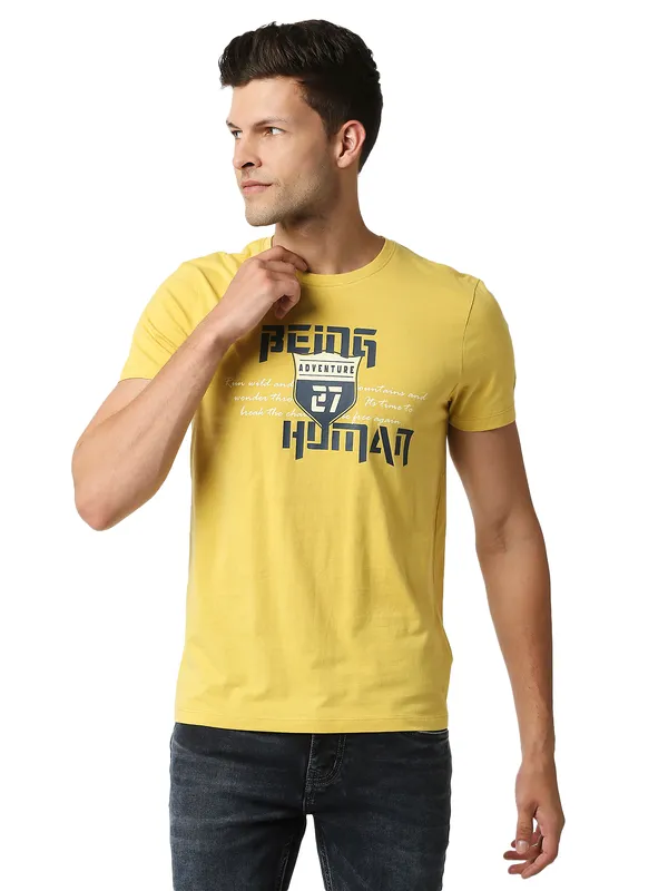 Being Human Clothing Men Regular Fit Crew Neck T-Shirts-Bamboo