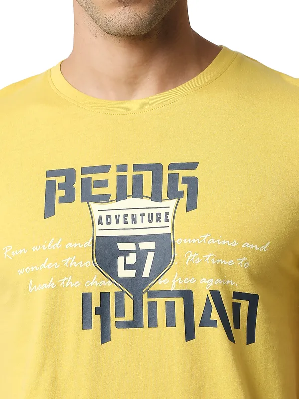 Being Human Clothing Men Regular Fit Crew Neck T-Shirts-Bamboo