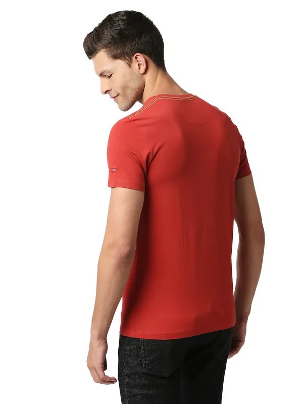 Being Human Regular Fit Men Crew Neck T-Shirts-Dk.Red