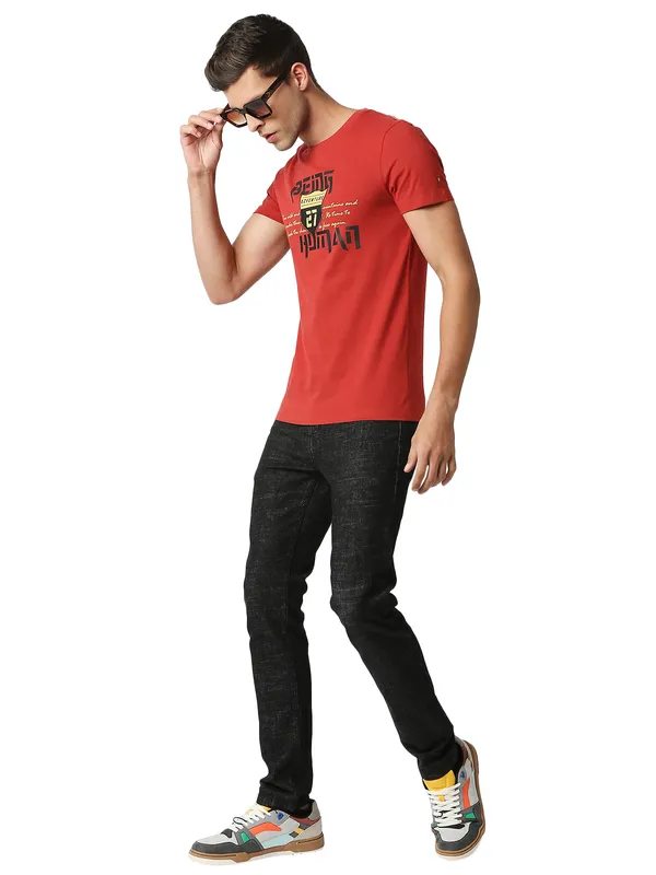 Being Human Regular Fit Men Crew Neck T-Shirts-Dk.Red