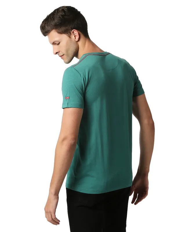 Being Human Regular Fit Men Crew Neck T-Shirts-Evergreen