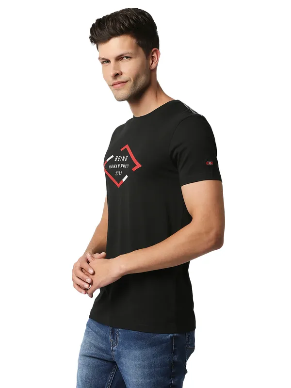 Being Human Clothing Men Regular Fit Crew Neck T-Shirts-Black