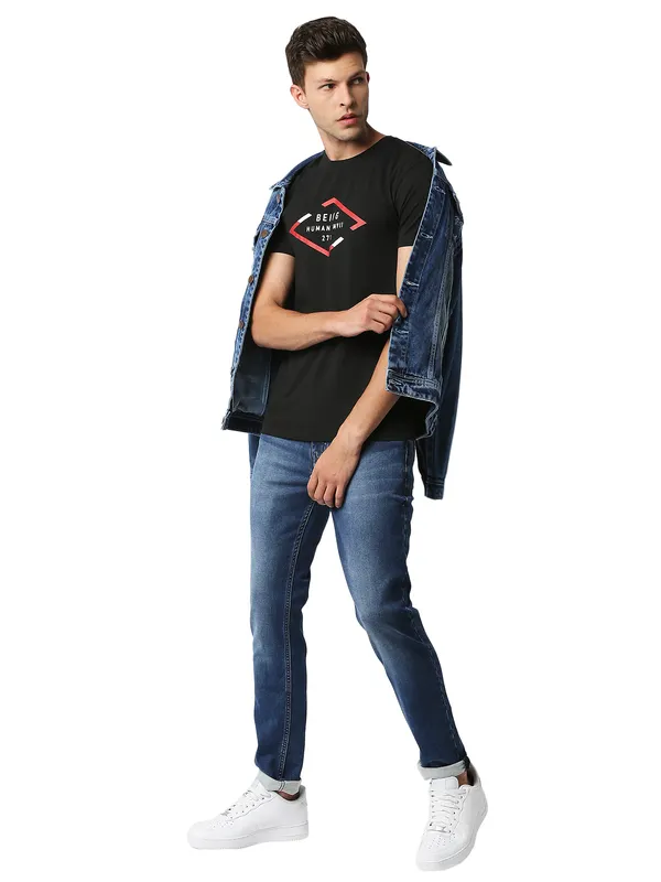 Being Human Clothing Men Regular Fit Crew Neck T-Shirts-Black