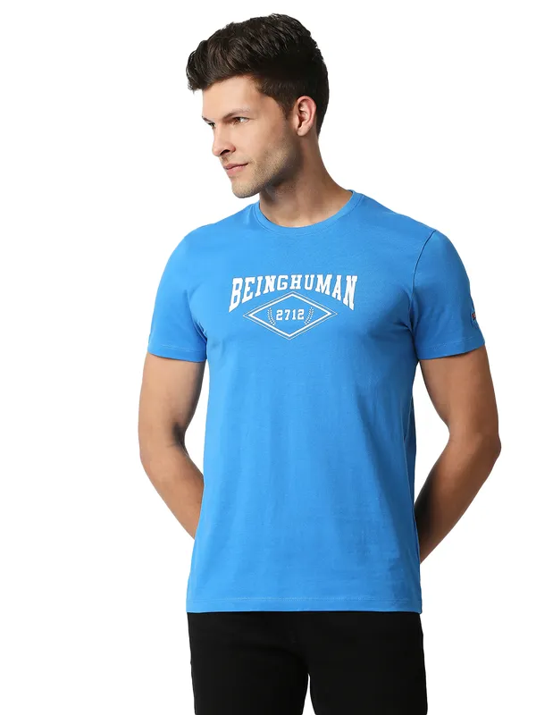 Being Human Regular Fit Men Crew Neck T-Shirts-Blue