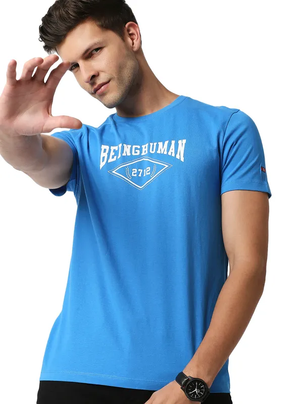 Being Human Regular Fit Men Crew Neck T-Shirts-Blue