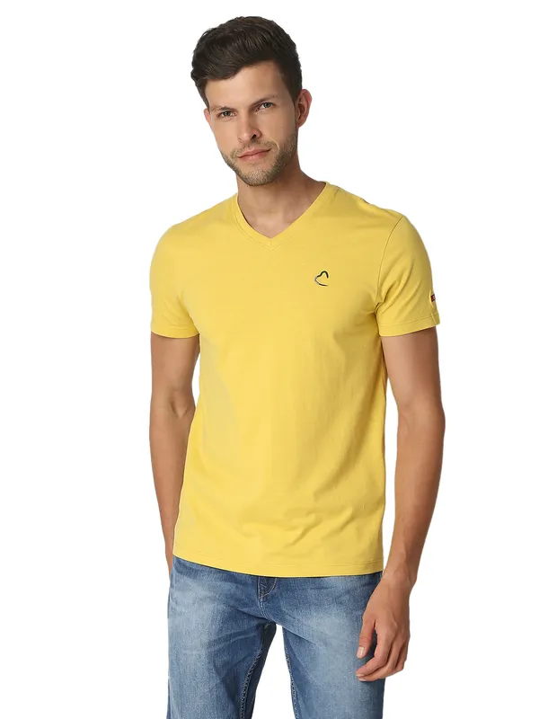 Being Human Clothing Men Regular Fit V-Neck T-Shirts-Bamboo