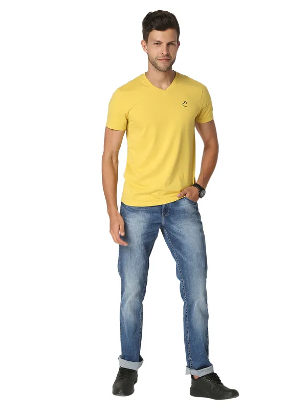 Being Human Clothing Men Regular Fit V-Neck T-Shirts-Bamboo
