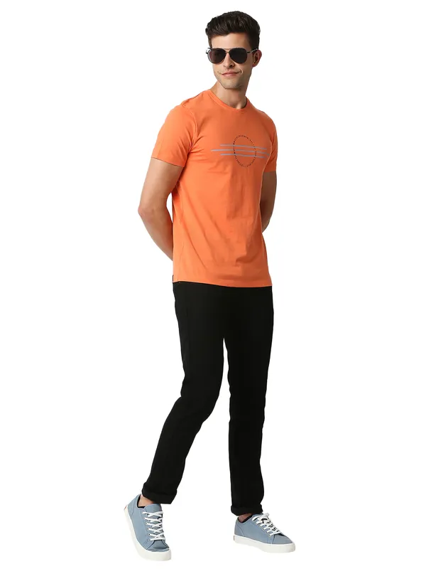 Being Human Regular Fit Men Crew Neck T-Shirts-Orange