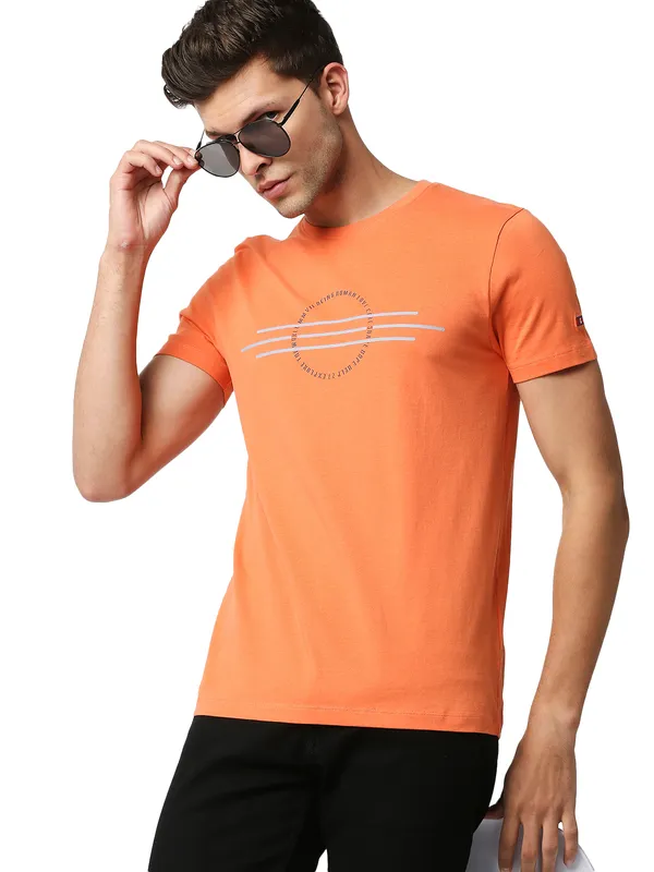 Being Human Regular Fit Men Crew Neck T-Shirts-Orange