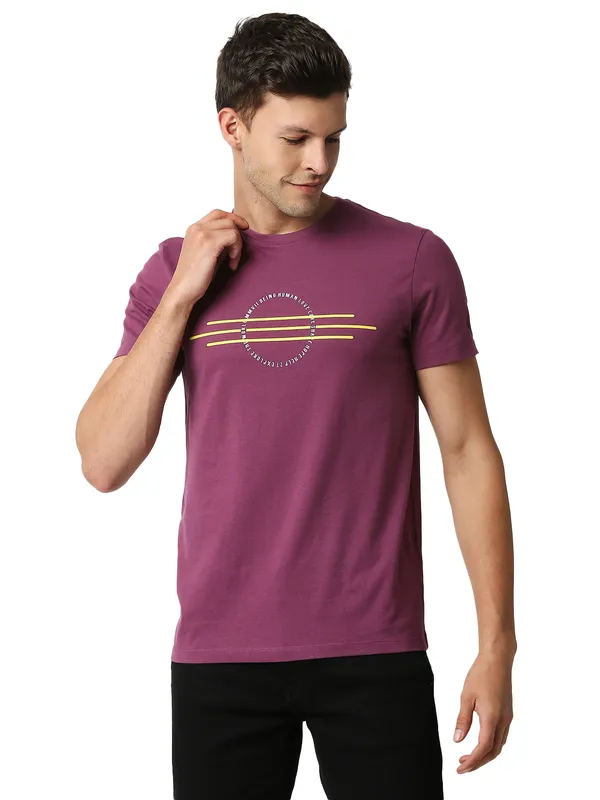Being Human Regular Fit Men Crew Neck T-Shirts-Plum