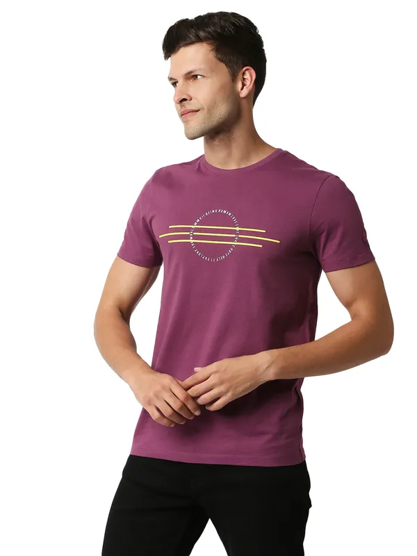 Being Human Regular Fit Men Crew Neck T-Shirts-Plum