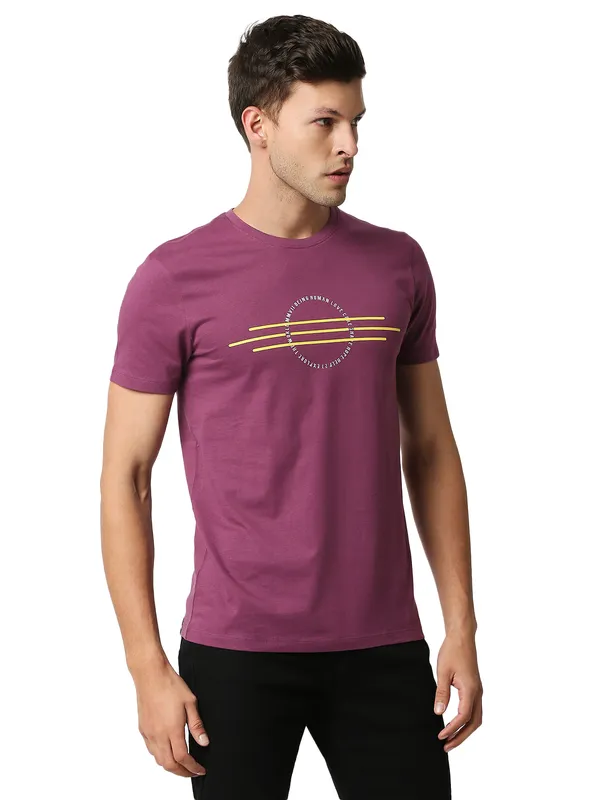 Being Human Regular Fit Men Crew Neck T-Shirts-Plum