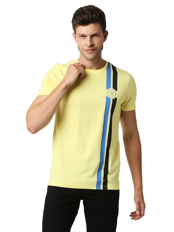 Being Human Regular Fit Men Crew Neck T-Shirts-Lemon