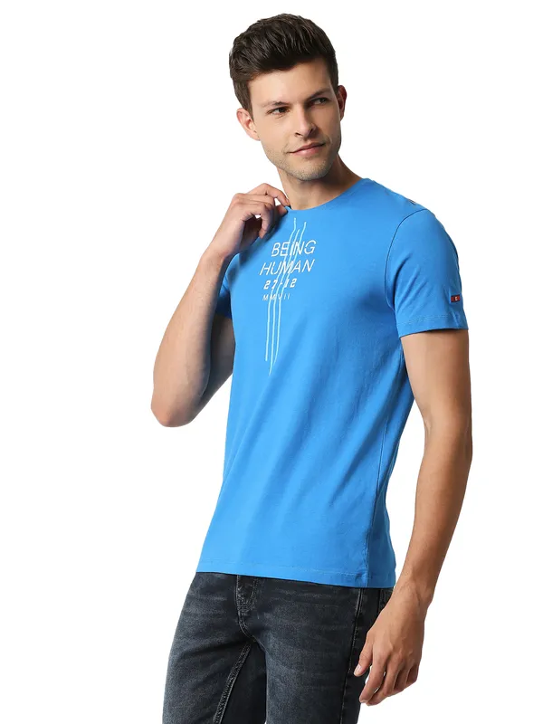 Being Human Regular Fit Men Crew Neck T-Shirts-Blue