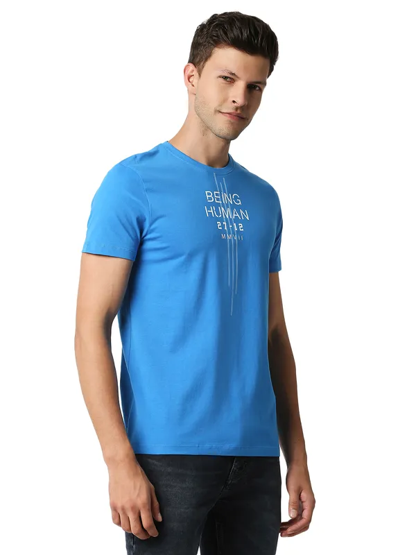 Being Human Regular Fit Men Crew Neck T-Shirts-Blue