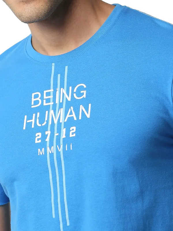 Being Human Regular Fit Men Crew Neck T-Shirts-Blue